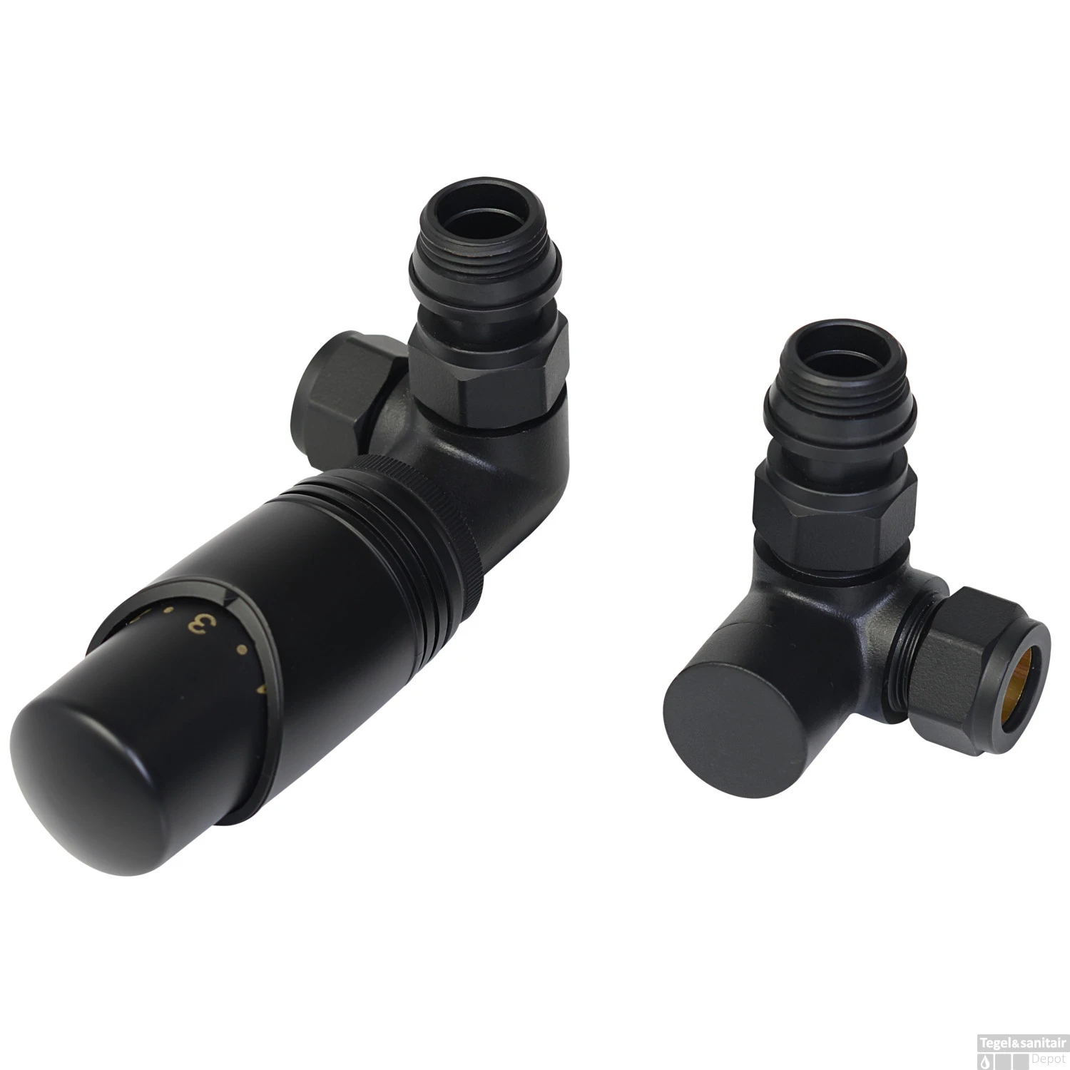 Design Aansluitset Radiator Plieger Como Universeel Dubbel Haaks Mat Zwart