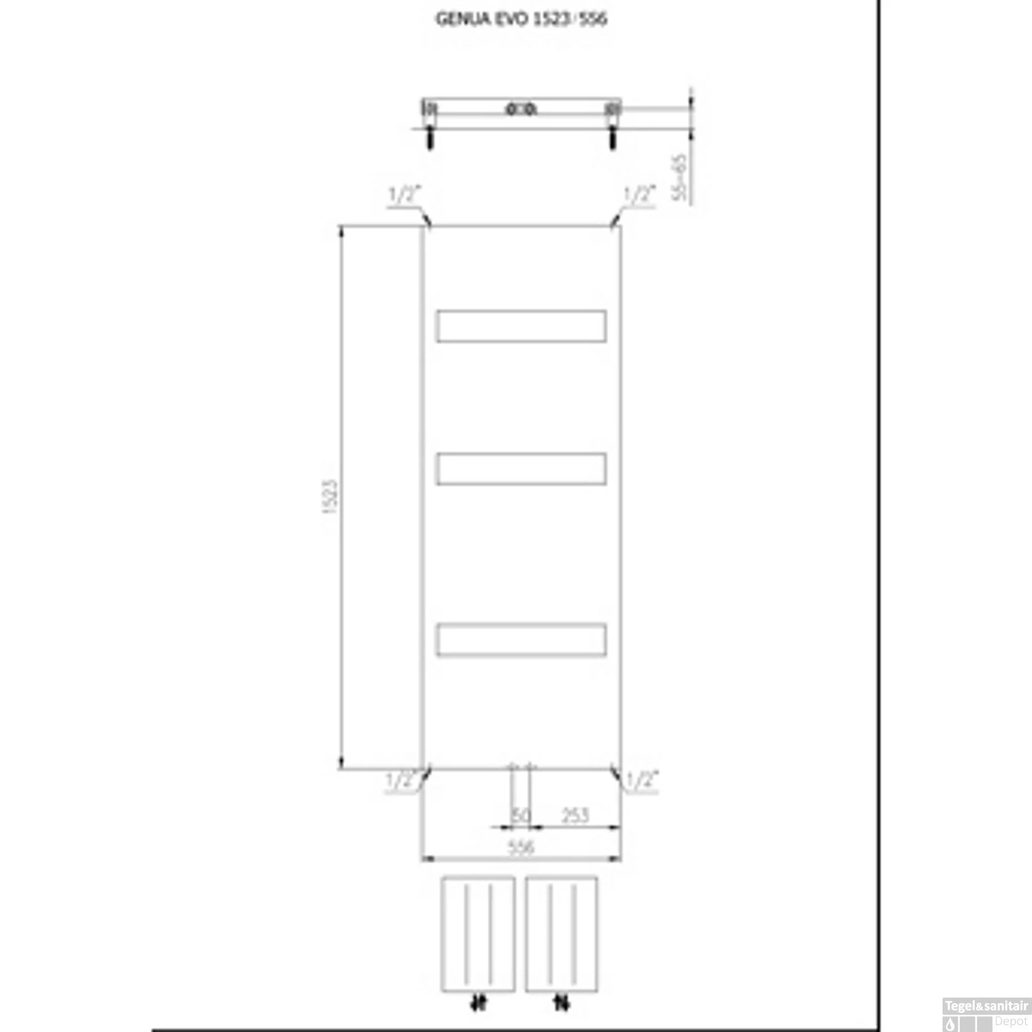 Designradiator Boss & Wessing Genuo EVO 152,5 X 55 Cm 674 Watt Mat Wit - Afbeelding 2
