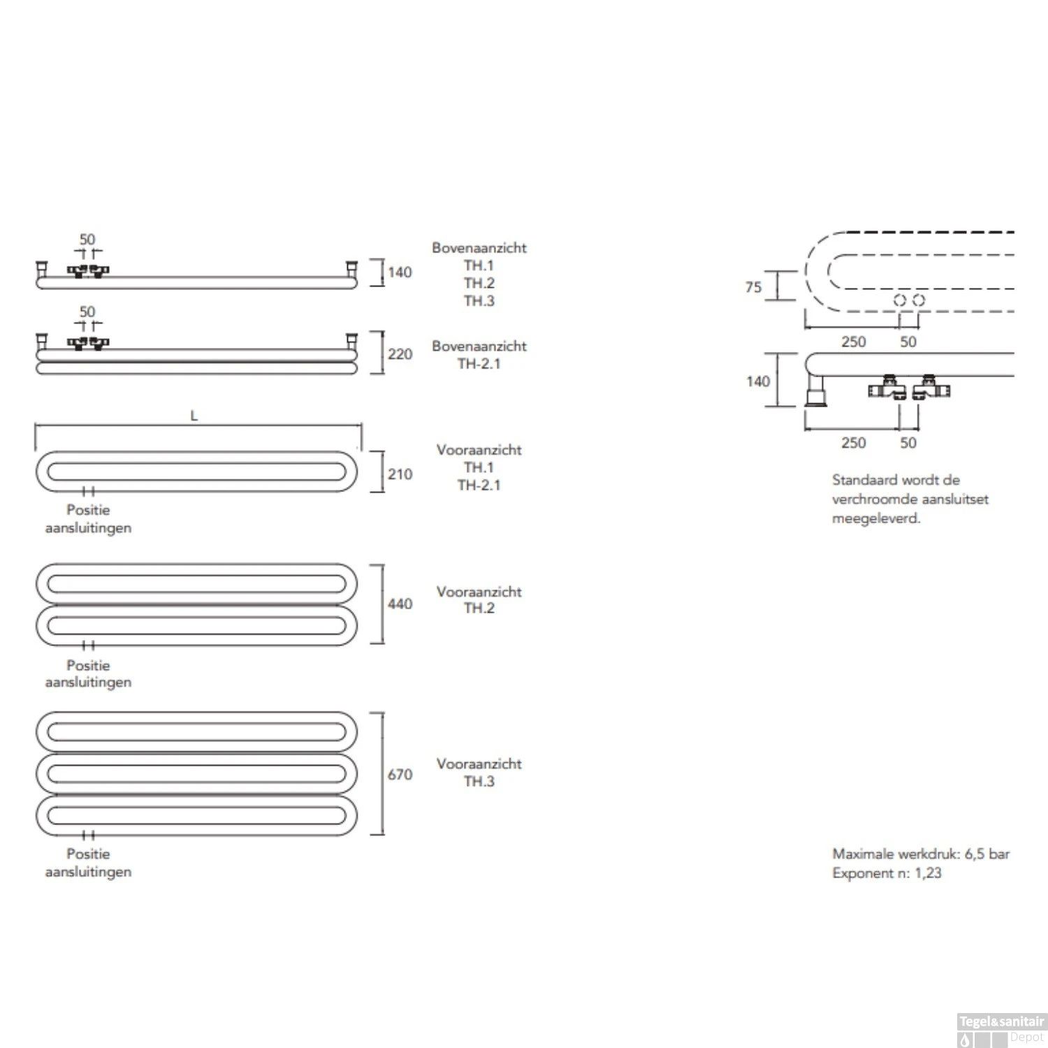 Designradiator Instamat Tubone-H 44x170x14cm Incl. Aansluitset Wit 5 Designradiator Instamat Tubone-H 44x170x14cm Incl. Aansluitset Wit - Afbeelding 3