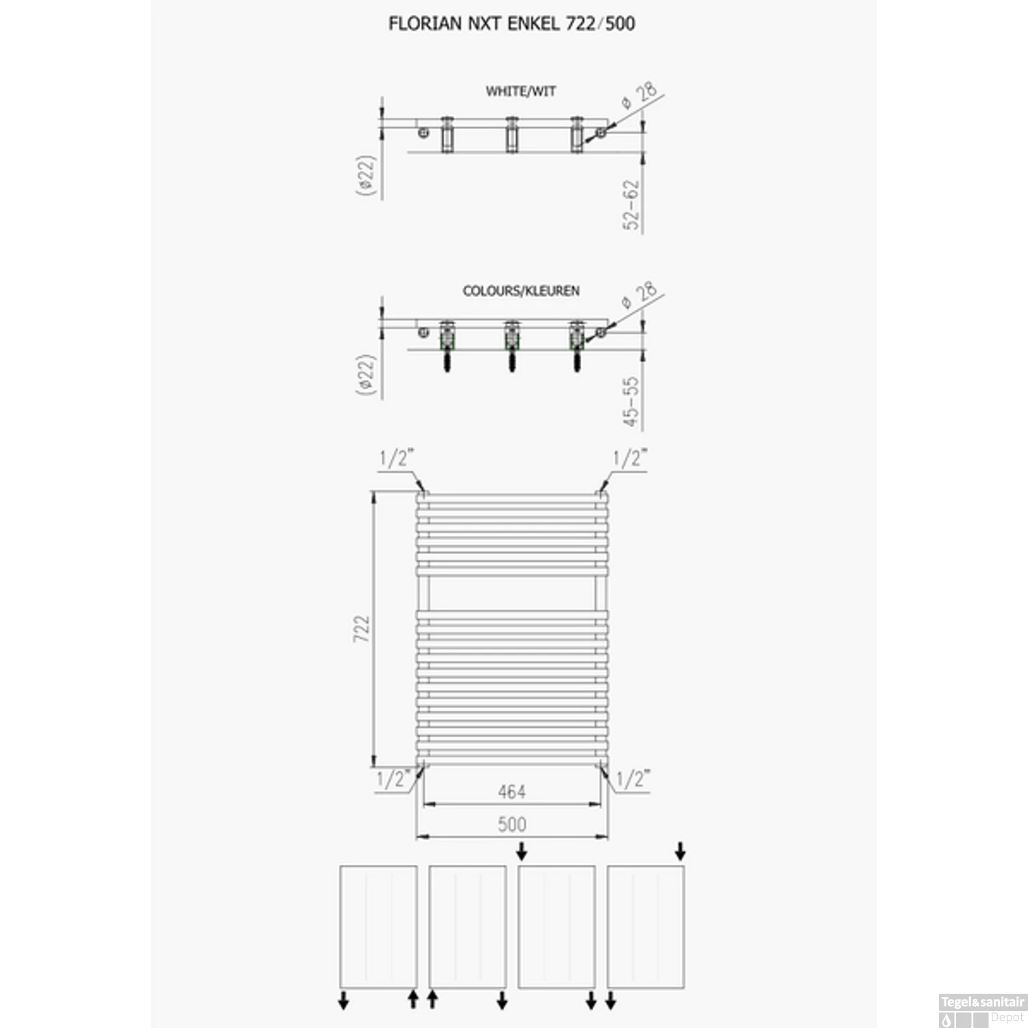 Handdoekradiator Florion Enkel 722 X 500 Mm Zilver Metallic 4 Handdoekradiator Florion Enkel 722 X 500 Mm Zilver Metallic - Afbeelding 2