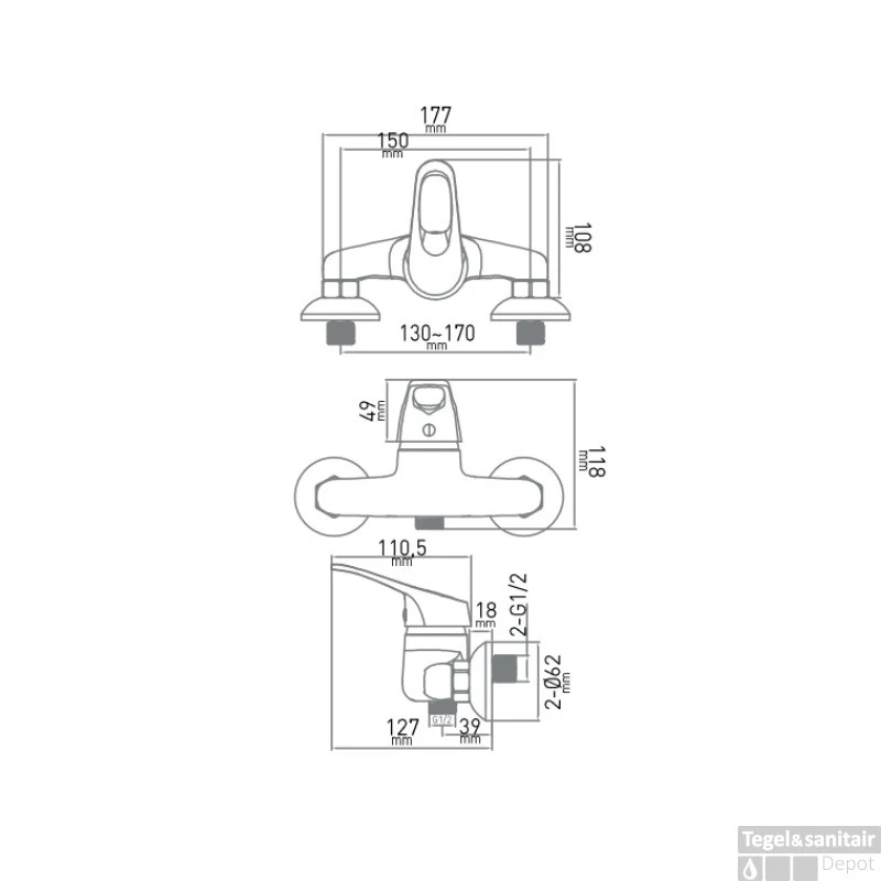 Douchekraan Go By Van Marcke Flow Mengkraan HoH 15 Chroom - Afbeelding 2