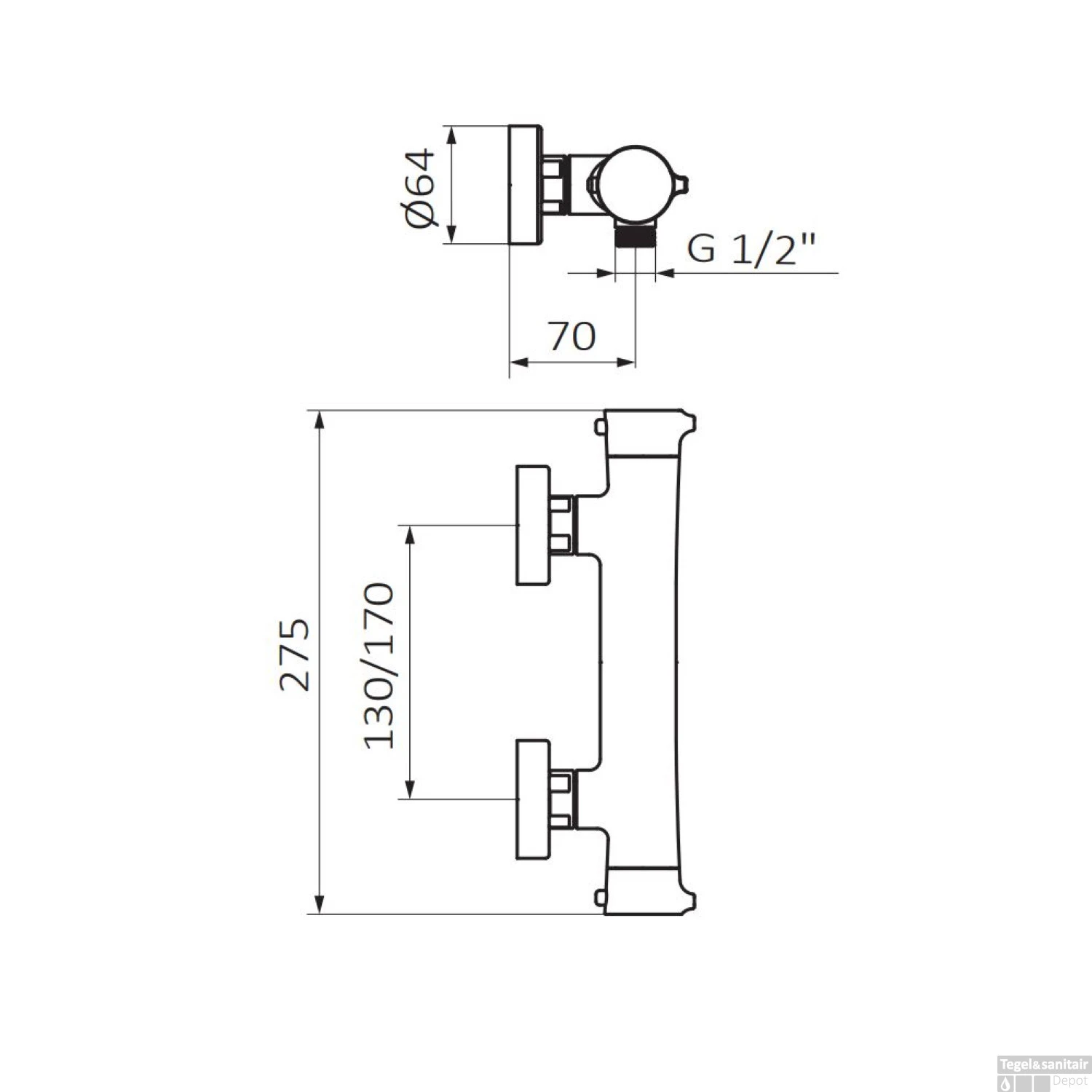 Douchekraan GRB Time Thermostatisch Anti-Kalk Coating Chroom (zonder Handdoucheset) 4 Douchekraan GRB Time Thermostatisch Anti-Kalk Coating Chroom (zonder Handdoucheset) - Afbeelding 2