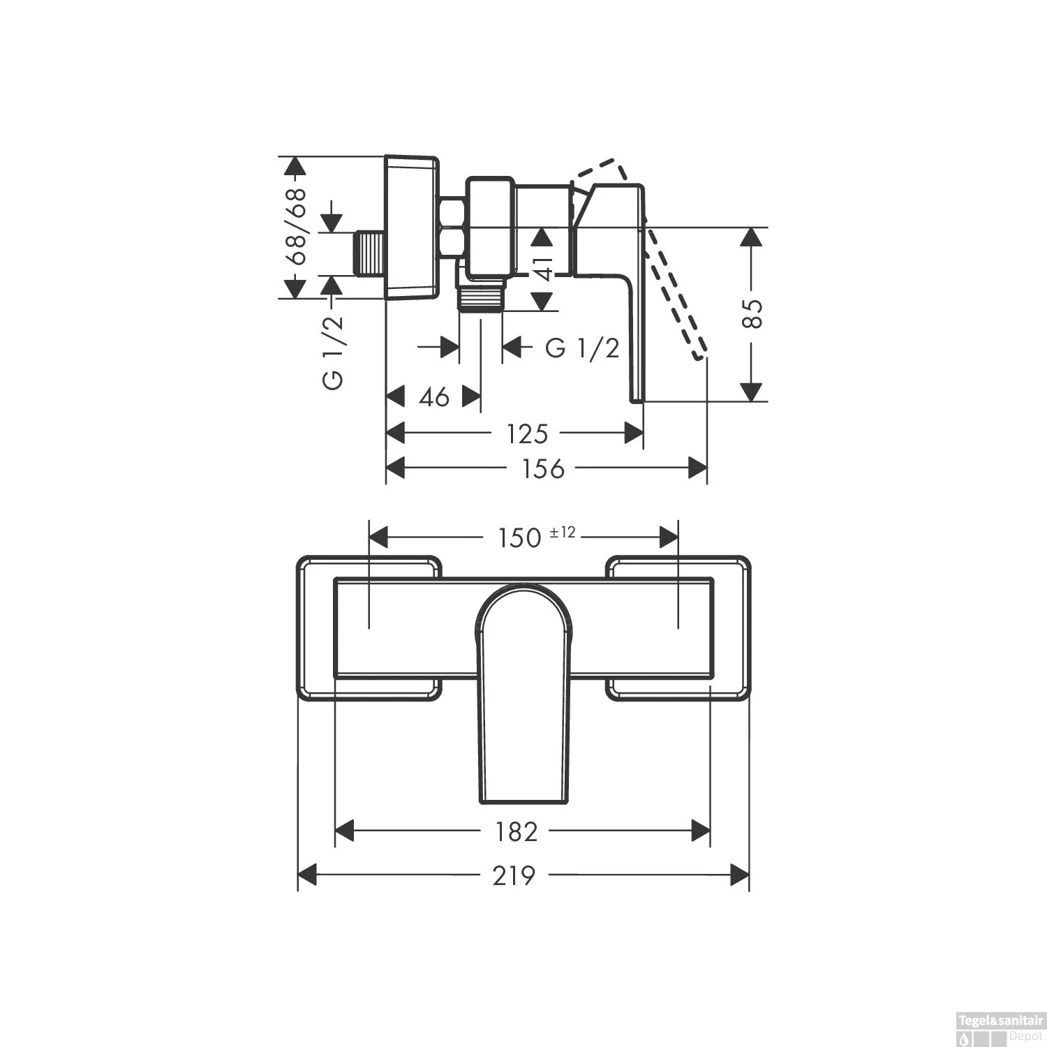 Douchekraan Opbouw HansGrohe Vernis Shape Eengreeps Chroom 5 Douchekraan Opbouw HansGrohe Vernis Shape Eengreeps Chroom - Afbeelding 3