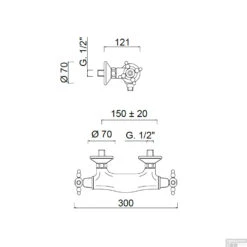 Douchekraan Opbouw Sanimex Giulini Thermostatisch Kruisgreep HoH 15cm Brons -Badkamermeubels douchekraan opbouw sanimex giulini thermostatisch kruisgreep hoh 15cm tech 1
