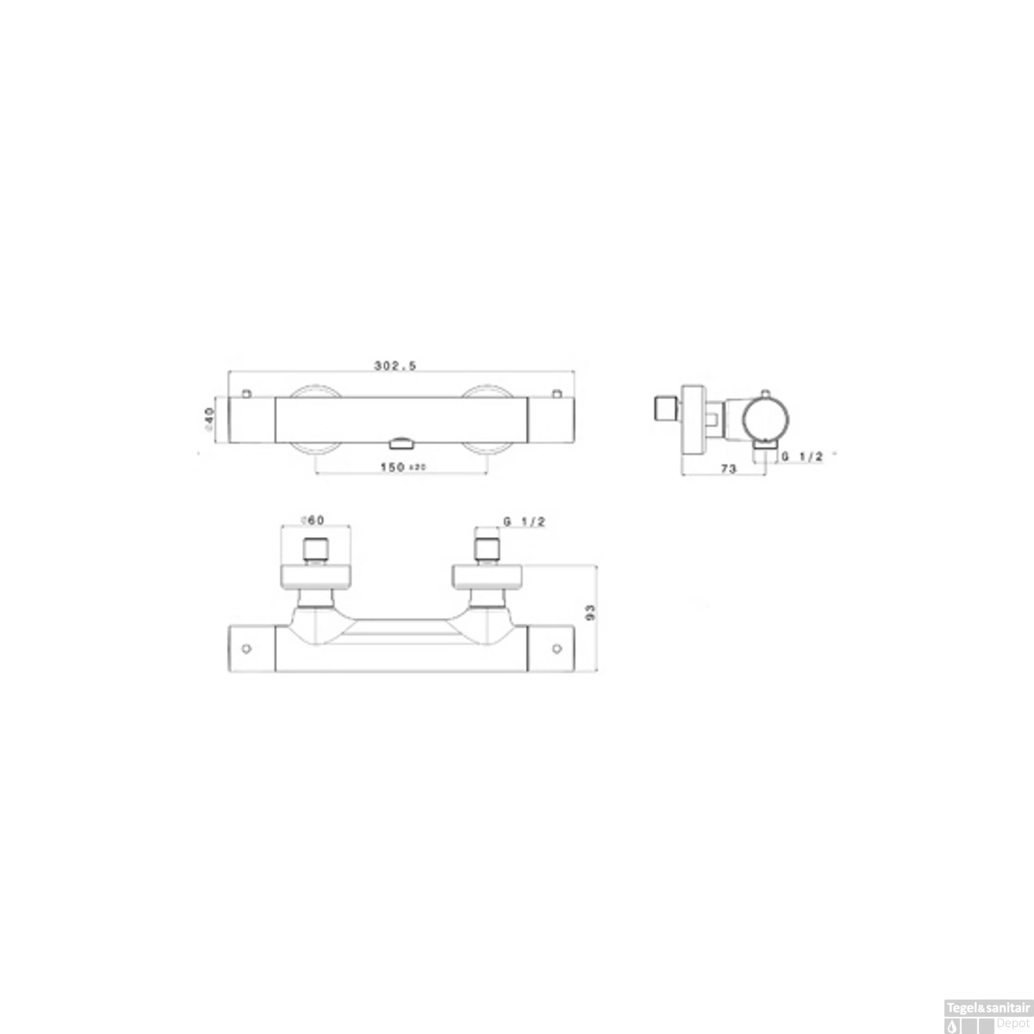Douchekraan Thermostatisch Plieger Napoli HOH 15cm Cool Body Chroom 4 Douchekraan Thermostatisch Plieger Napoli HOH 15cm Cool Body Chroom - Afbeelding 2