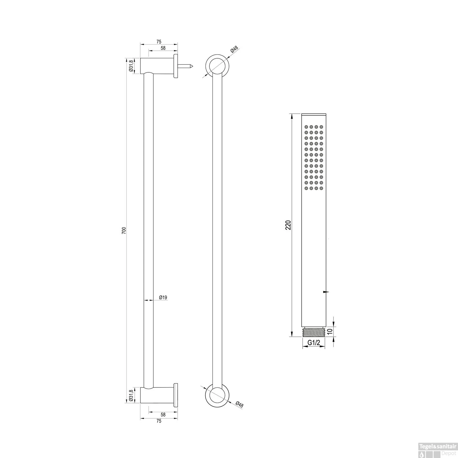 Douchekraanset Brauer Chrome Edition Opbouw Met Glijstang En Staafhanddouche Chroom - Afbeelding 8