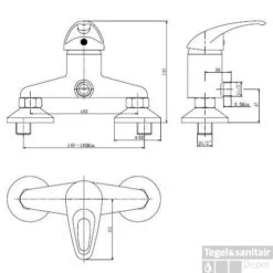 Douchemengkraan Athos Chroom -Badkamermeubels douchemengkraan athos chroom lijntekening 1
