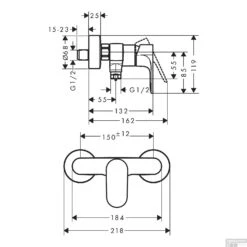 Douchemengkraan HansGrohe Rebris S Eengreeps Chroom -Badkamermeubels douchemengkraan hansgrohe rebris s eengreeps tech