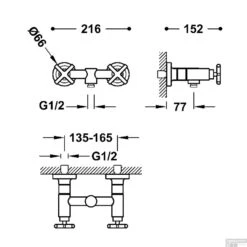 Douchemengkraan Tres Mont Blanc 2-Kruisgreep Met Staafhanddouche RVS Look -Badkamermeubels douchemengkraan tres mont blanc 2 kruisgreep met staafhanddouche rvs look tech