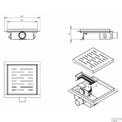 Doucheput Boss & Wessing Pozo Met Zijuitlaat En Flens 20 Cm Mat Zwart -Badkamermeubels doucheput boss wessing pozo met zijuitlaat en flens 20 cm mat zwart tech