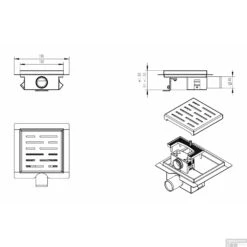 Doucheput Wiesbaden Met Flens En Zijuitlaat 15x15 Cm Mat Zwart -Badkamermeubels doucheput wiesbaden met flens en zijuitlaat 15x15 cm mat zwart tech