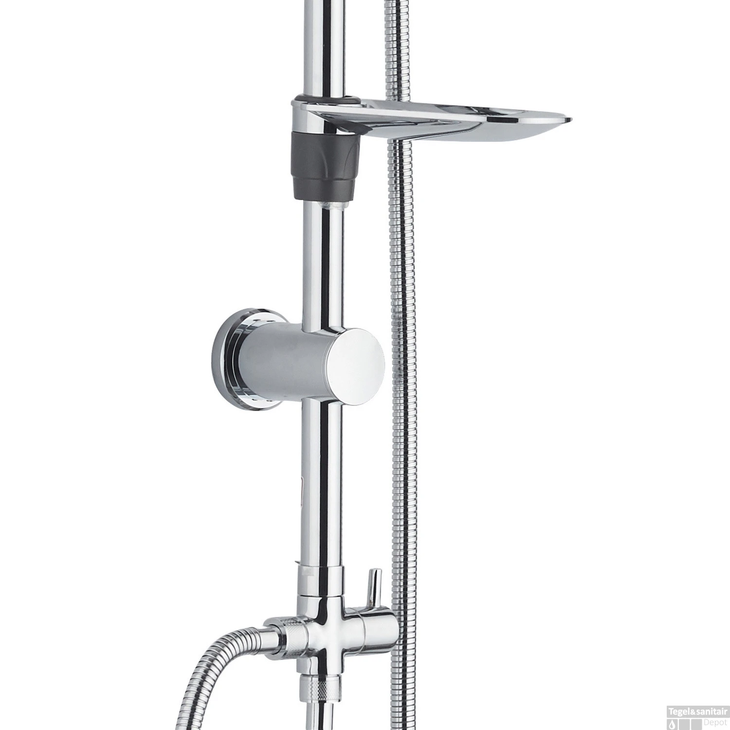 BWS Regendouche | Tondo | Met Zeephouder | 20cm Strotdouche | Chroom | Opbouw (Excl. Mengkraan) 4 BWS Regendouche | Tondo | Met Zeephouder | 20cm Strotdouche | Chroom | Opbouw (Excl. Mengkraan) - Afbeelding 2