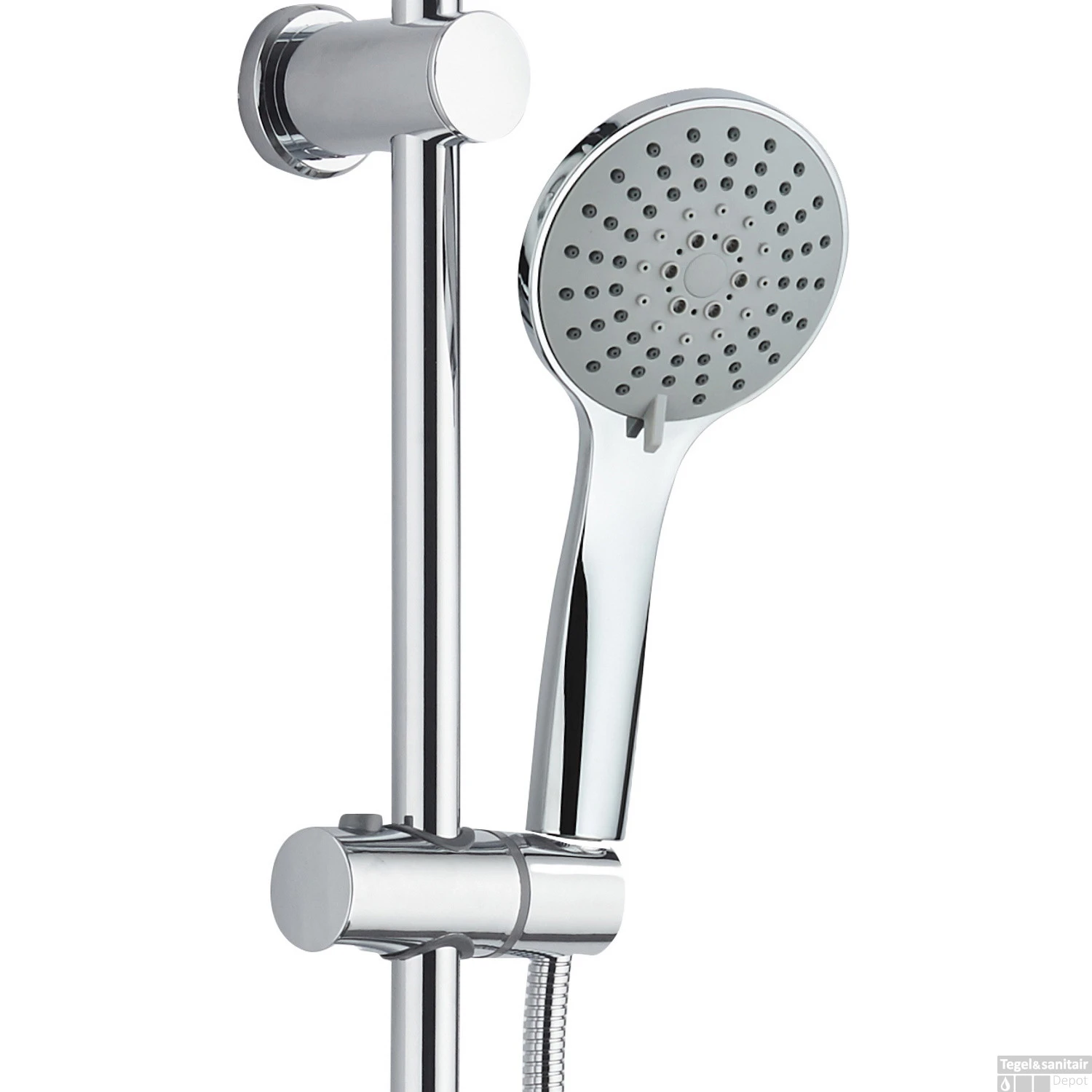 BWS Regendouche | Tondo | Met Zeephouder | 20cm Strotdouche | Chroom | Opbouw (Excl. Mengkraan) 5 BWS Regendouche | Tondo | Met Zeephouder | 20cm Strotdouche | Chroom | Opbouw (Excl. Mengkraan) - Afbeelding 3