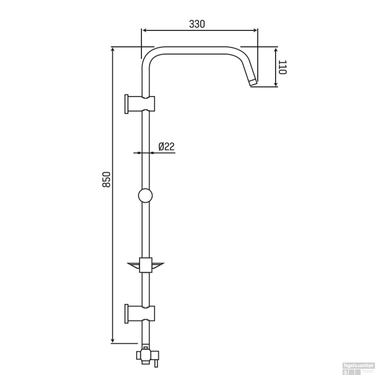 BWS Regendouche | Tondo | Met Zeephouder | 20cm Strotdouche | Chroom | Opbouw (Excl. Mengkraan) 7 BWS Regendouche | Tondo | Met Zeephouder | 20cm Strotdouche | Chroom | Opbouw (Excl. Mengkraan) - Afbeelding 5
