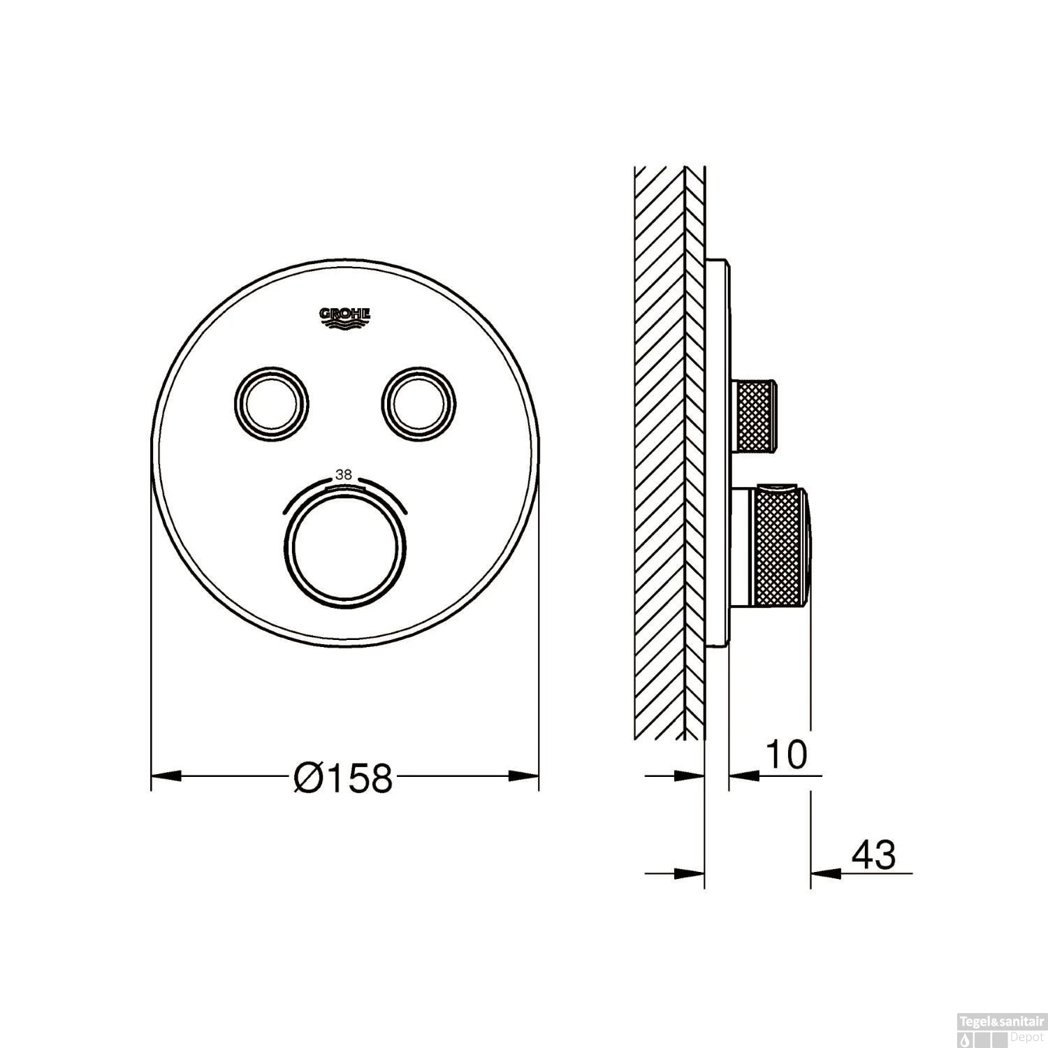 Douchethermostaat Grohe Grohtherm Smartcontrol Afdekset Met Omstel Rond Chroom 7 Douchethermostaat Grohe Grohtherm Smartcontrol Afdekset Met Omstel Rond Chroom - Afbeelding 5