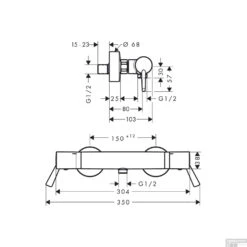 Douchethermostaat Met Verlengde Grepen Hansgrohe Comfort Care Aangepast Sanitair Chroom -Badkamermeubels douchethermostaat hansgrohe comfort care tech