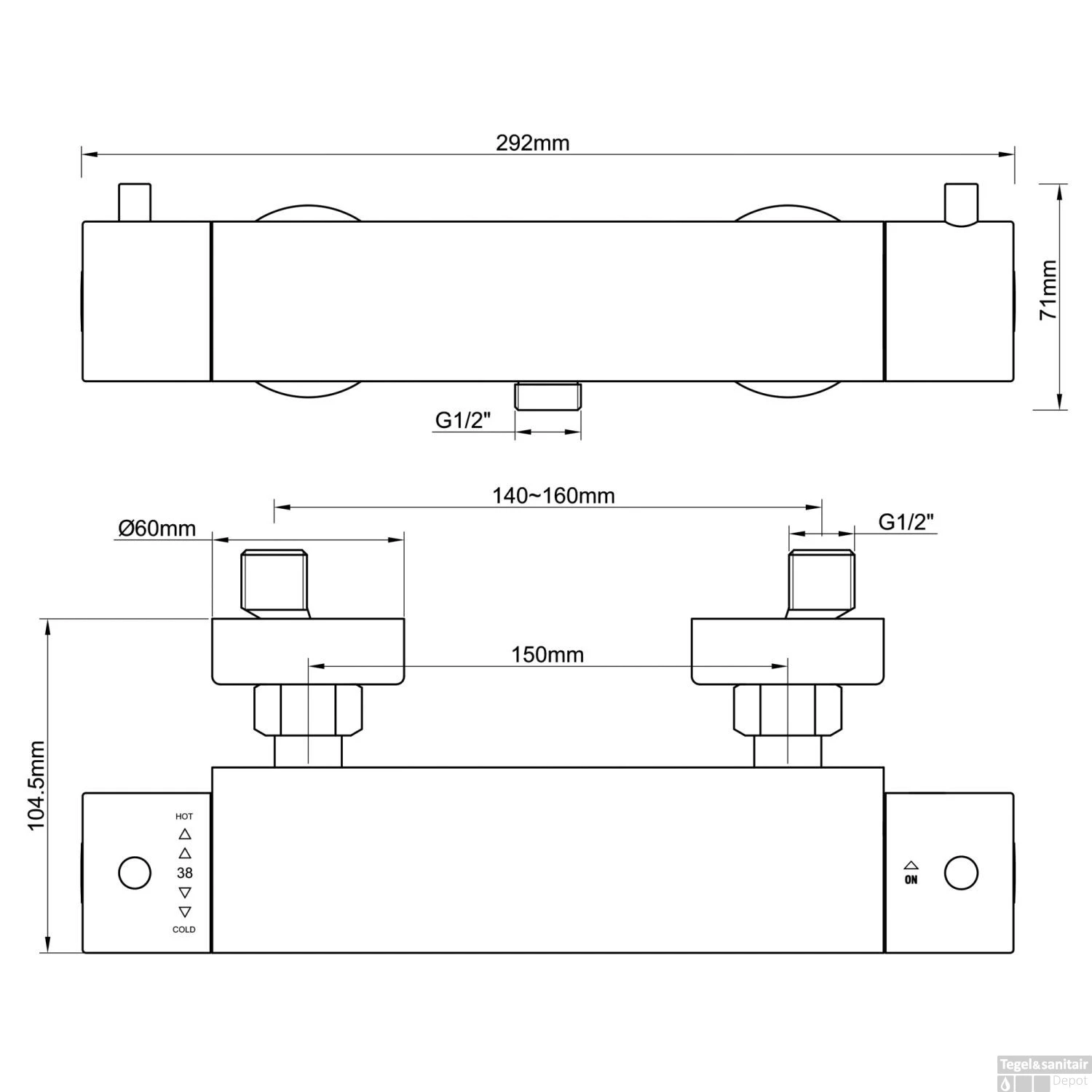 Douchethermostaat Wiesbaden Cool Touch Geborsteld Staal RVS 4 Douchethermostaat Wiesbaden Cool Touch Geborsteld Staal RVS - Afbeelding 2