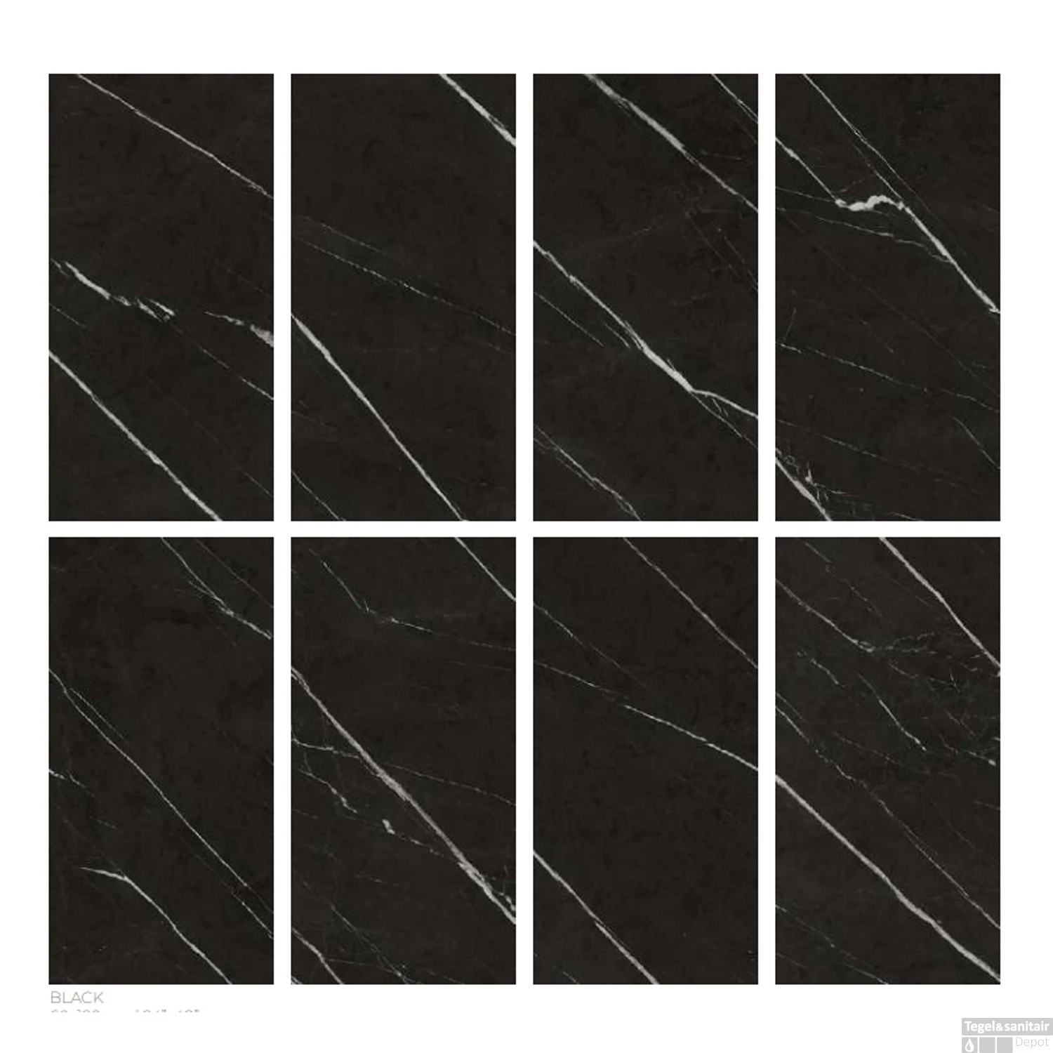 Vloertegel Mykonos Excelsior Black 60x120cm Glans Marmerlook Zwart (Doosinhoud 1.44m2) 4 Vloertegel Mykonos Excelsior Black 60x120cm Glans Marmerlook Zwart (Doosinhoud 1.44m2) - Afbeelding 2