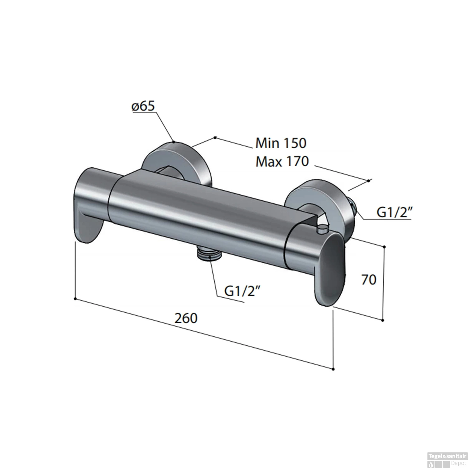 Douchethermostaat Hotbath Friendo Onderaansluiting 2-knop Geborsteld Nikkel 5 Douchethermostaat Hotbath Friendo Onderaansluiting 2-knop Geborsteld Nikkel - Afbeelding 3