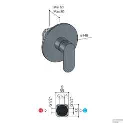 Douchemengkraan Hotbath Friendo Inbouw Rond Geborsteld Nikkel -Badkamermeubels f031gn douchemengkraan hotbath friendo inbouw rond geborsteld nikkel tech 1