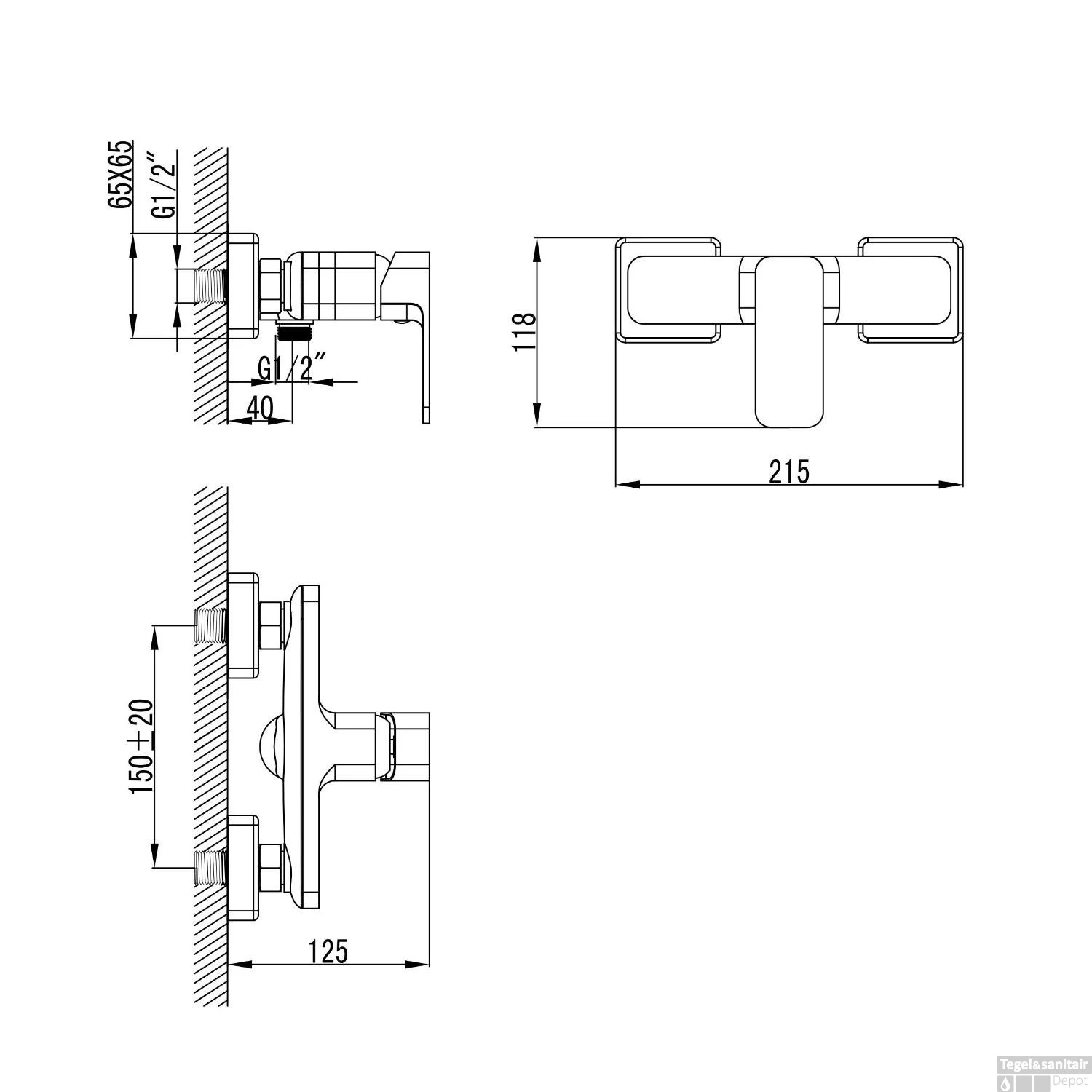 Opbouw Douchekraan Sapho Factor Mengkraan 1-hendel 21.5x11.8 Cm Chroom 4 Opbouw Douchekraan Sapho Factor Mengkraan 1-hendel 21.5x11.8 Cm Chroom - Afbeelding 2