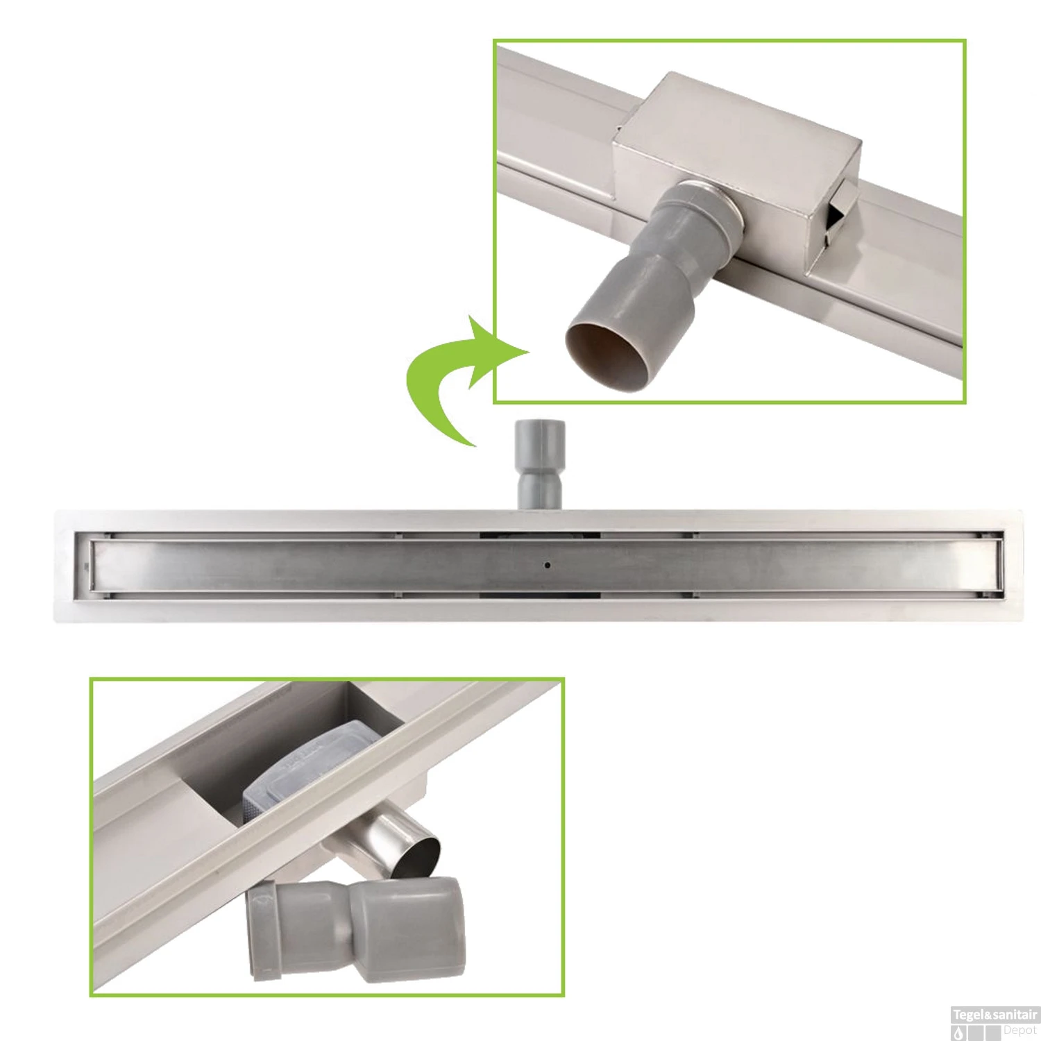 Mat Zwarte RVS Douchegoot Flens Met Uitneembaar Sifon 70x7cm 6,7cm Diep MAT ZWART ROOSTER 6 Mat Zwarte RVS Douchegoot Flens Met Uitneembaar Sifon 70x7cm 6,7cm Diep MAT ZWART ROOSTER - Afbeelding 4