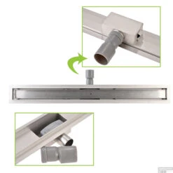 Mat Zwarte RVS Douchegoot Flens Met Uitneembaar Sifon 100x7cm 6,7cm Diep MAT ZWART ROOSTER -Badkamermeubels flens design rooster mat zwart 5