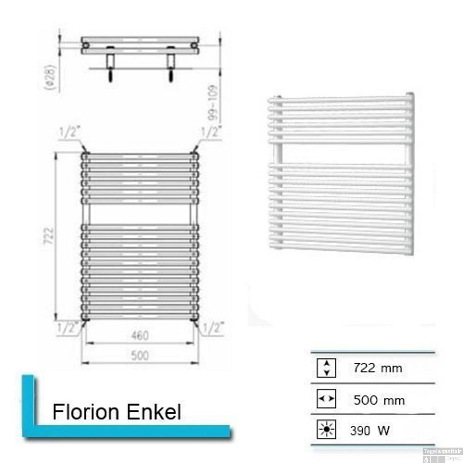 Designradiator Elektrisch Florion Nxt-EL III/Fischio 72,2 X 50 Cm 400 Watt Enkel Pearl Grey 4 Designradiator Elektrisch Florion Nxt-EL III/Fischio 72,2 X 50 Cm 400 Watt Enkel Pearl Grey - Afbeelding 2
