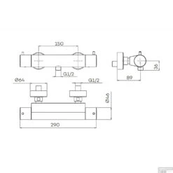 Opbouw Douchethermostaat Lagoo Garda Messing Geborsteld Nikkel -Badkamermeubels g2101 tekening 1 1 1 1
