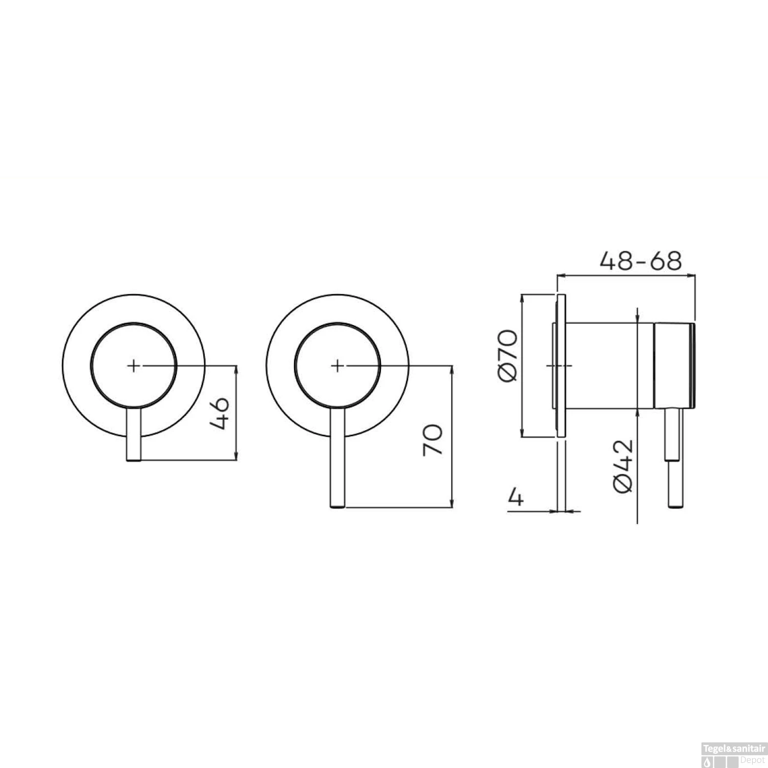 Inbouw Douche-/Badmengkraan Lagoo Garda Met 2-weg Omstel Hendel Geborsteld Koper 4 Inbouw Douche-/Badmengkraan Lagoo Garda Met 2-weg Omstel Hendel Geborsteld Koper - Afbeelding 2