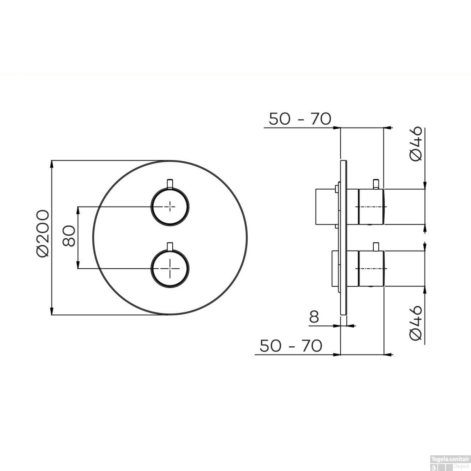Inbouw Thermostaat Lagoo Garda Met 2-weg Omstel Knop Geborsteld Koper 4 Inbouw Thermostaat Lagoo Garda Met 2-weg Omstel Knop Geborsteld Koper - Afbeelding 2