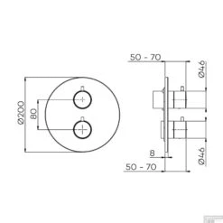 Inbouw Thermostaat Lagoo Garda Met 3-weg Omstel Knop Mat Zwart -Badkamermeubels g2239 tekening 5