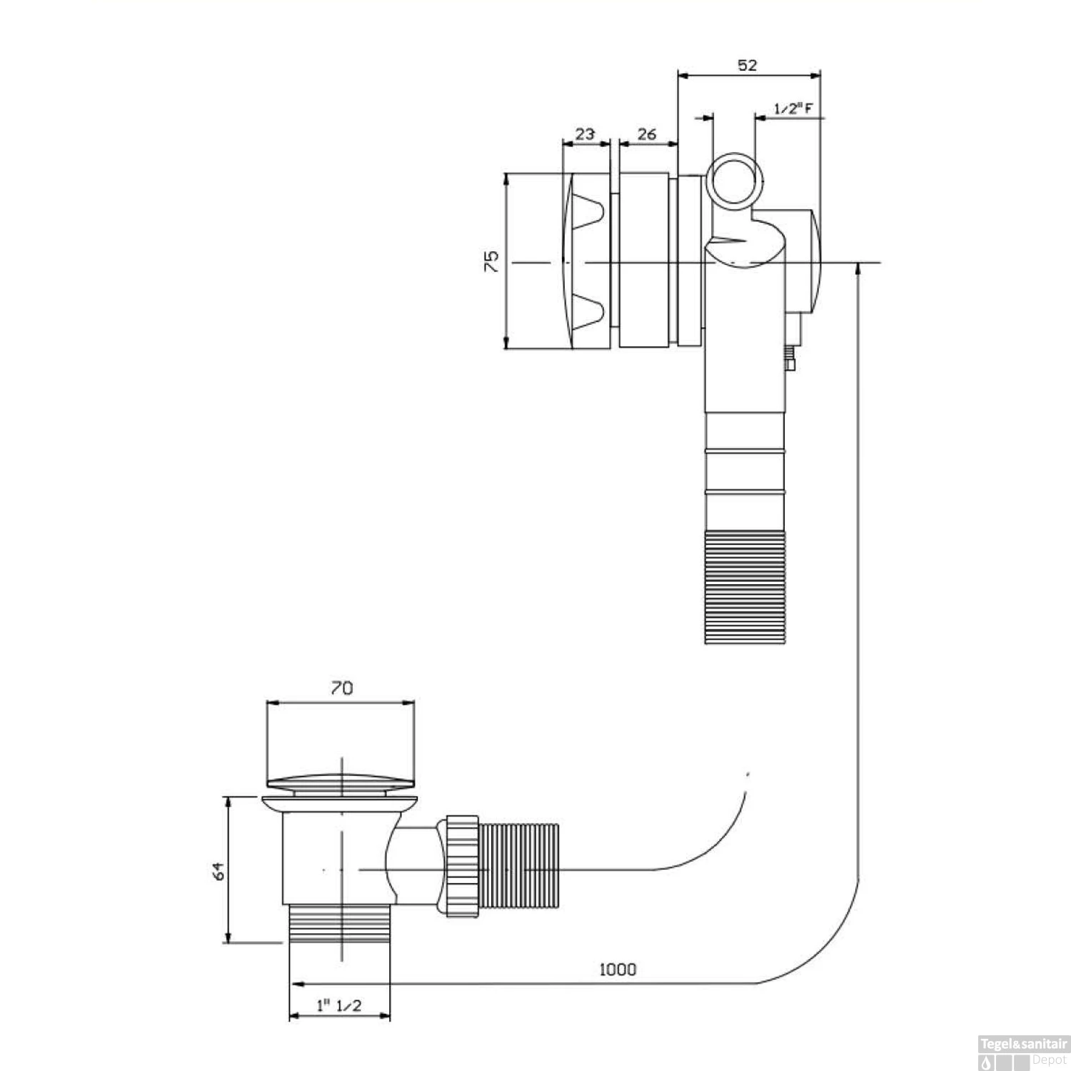 Badoverloop Lagoo Garda Met Clickplug En Sifon Messing Geborsteld Goud 4 Badoverloop Lagoo Garda Met Clickplug En Sifon Messing Geborsteld Goud - Afbeelding 2