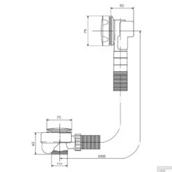Badoverloop Lagoo Garda Vulcombinatie Met Clickplug En Sifon Messing Chroom -Badkamermeubels g6121 tekening