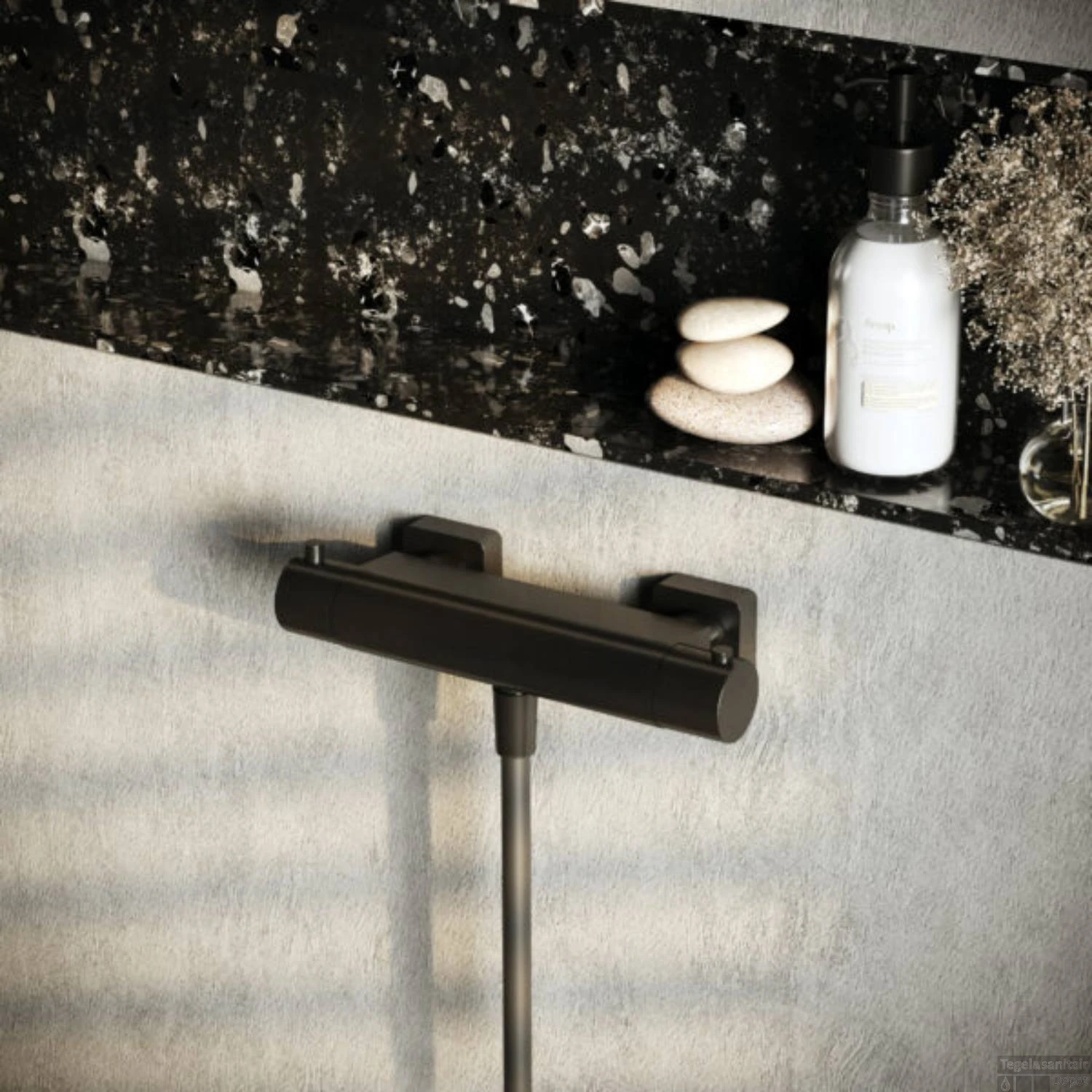 Douchekraan Hotbath Gal Opbouw Thermostaatkraan Geborsteld Gunmetal PVD 4 Douchekraan Hotbath Gal Opbouw Thermostaatkraan Geborsteld Gunmetal PVD - Afbeelding 2