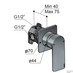 Douchekraan Inbouw Hotbath Gal Mengkraan Mat Zwart (excl. Inbouwdeel) -Badkamermeubels gl031ext tech bl