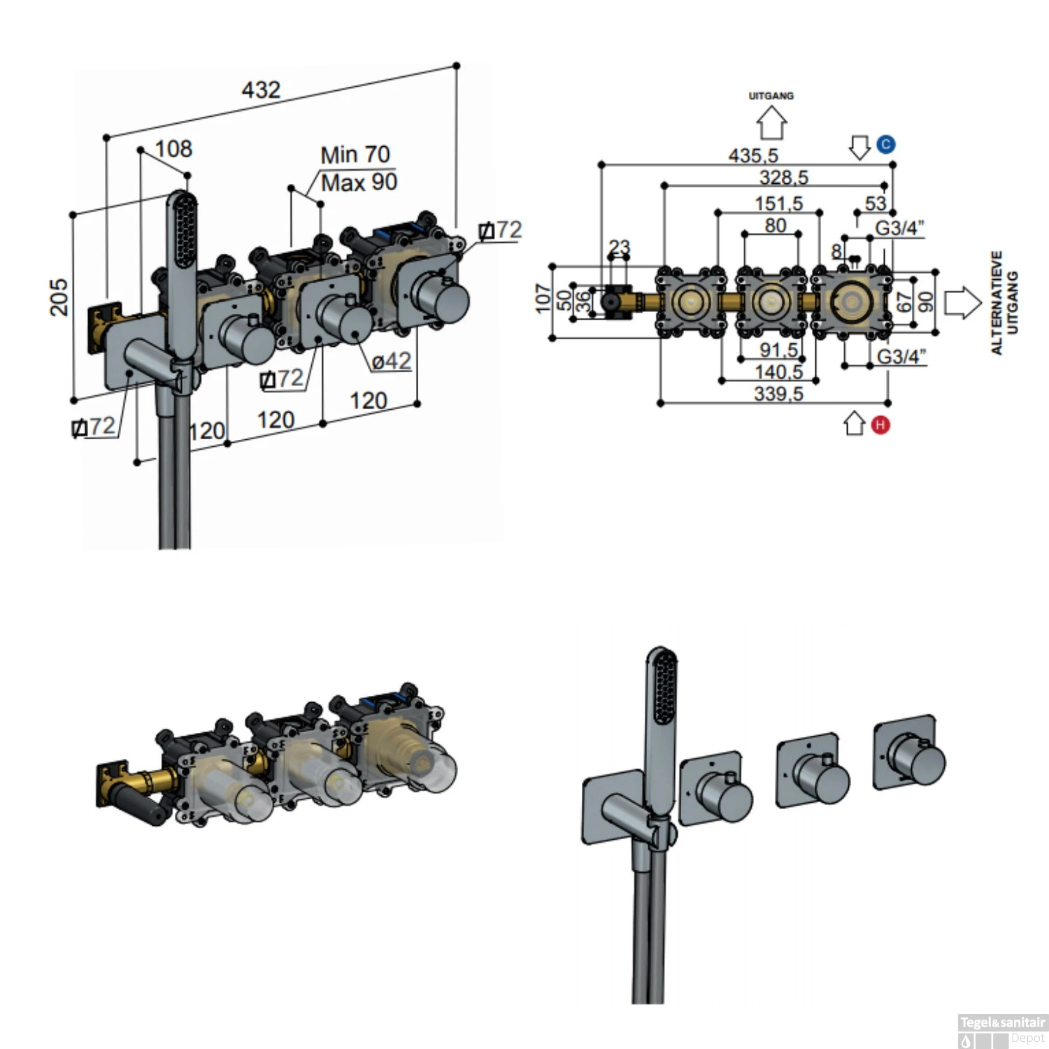 Inbouw Thermostaatkraan Hotbath Gal Voor Bad En Douche Met 2 Stopkranen Zonder Uitloop Geborsteld Nikkel PVD 4 Inbouw Thermostaatkraan Hotbath Gal Voor Bad En Douche Met 2 Stopkranen Zonder Uitloop Geborsteld Nikkel PVD - Afbeelding 2