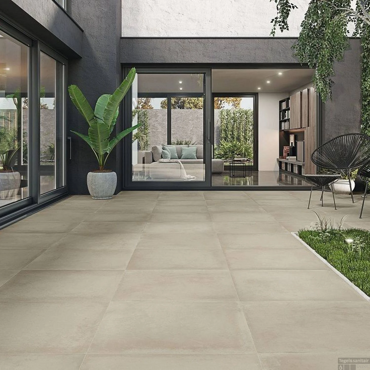 Vloertegel Graftonia Ivory 80x80 Cm Betonlook Beige (doosinhoud 1.28 M2) 4 Vloertegel Graftonia Ivory 80x80 Cm Betonlook Beige (doosinhoud 1.28 M2) - Afbeelding 2