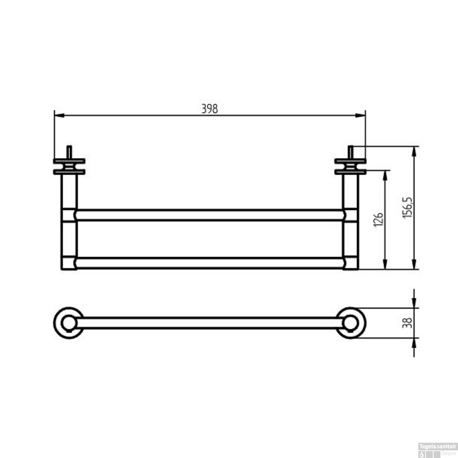 Handdoekhouder Voor Radiatoren Haceka Adoria 39,8x15,7 Cm Mat Chroom 5 Handdoekhouder Voor Radiatoren Haceka Adoria 39,8x15,7 Cm Mat Chroom - Afbeelding 3