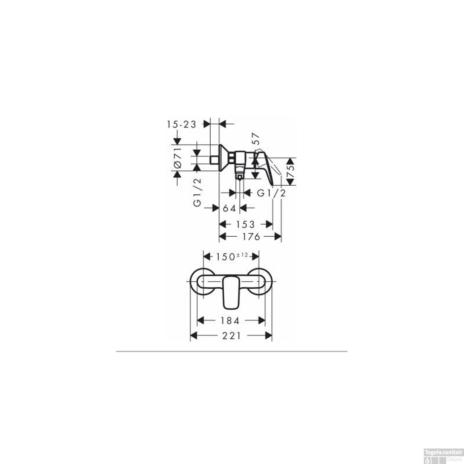 Hansgrohe Douchemengkraan Logis Eengreeps 4 Hansgrohe Douchemengkraan Logis Eengreeps - Afbeelding 2