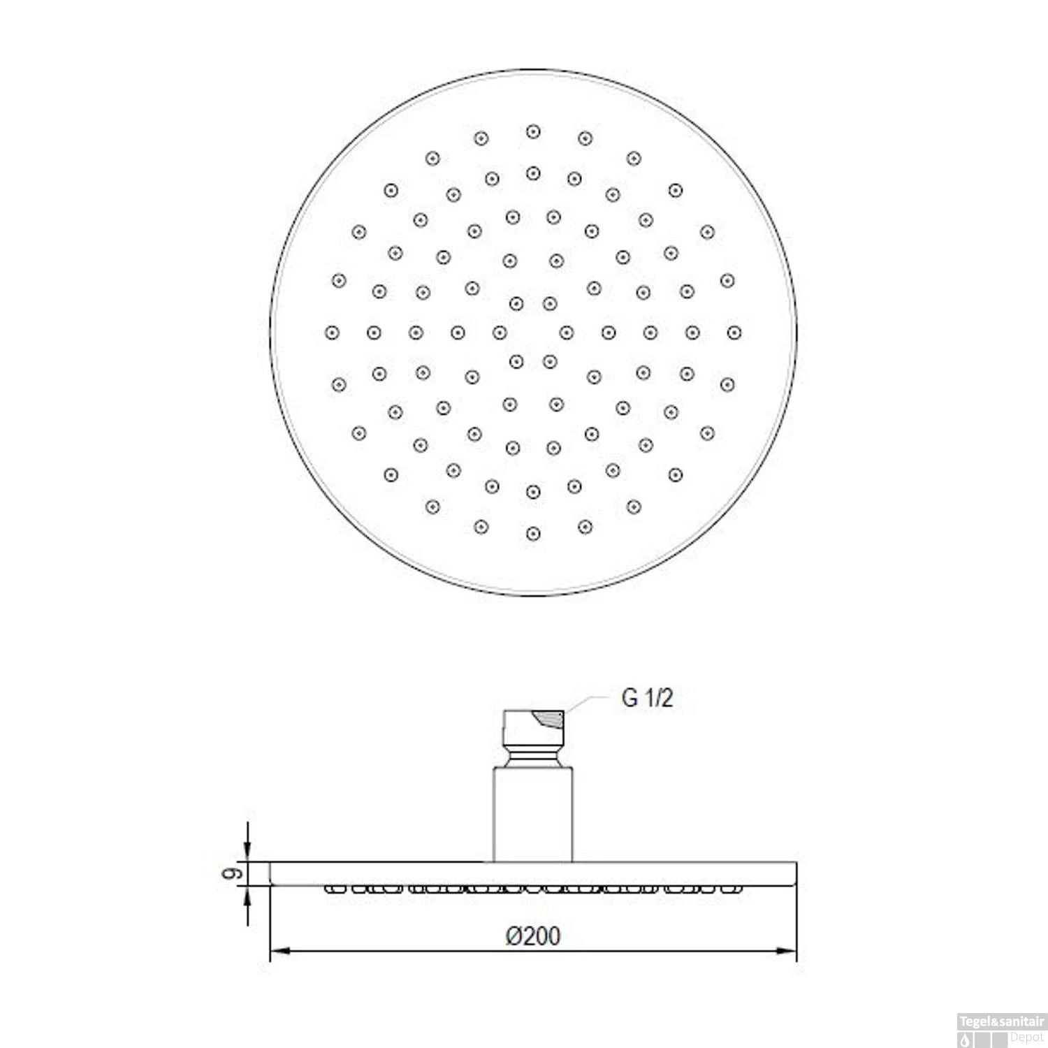 Hoofddouche Brauer Black Rond 20 Cm Mat Zwart - Afbeelding 2