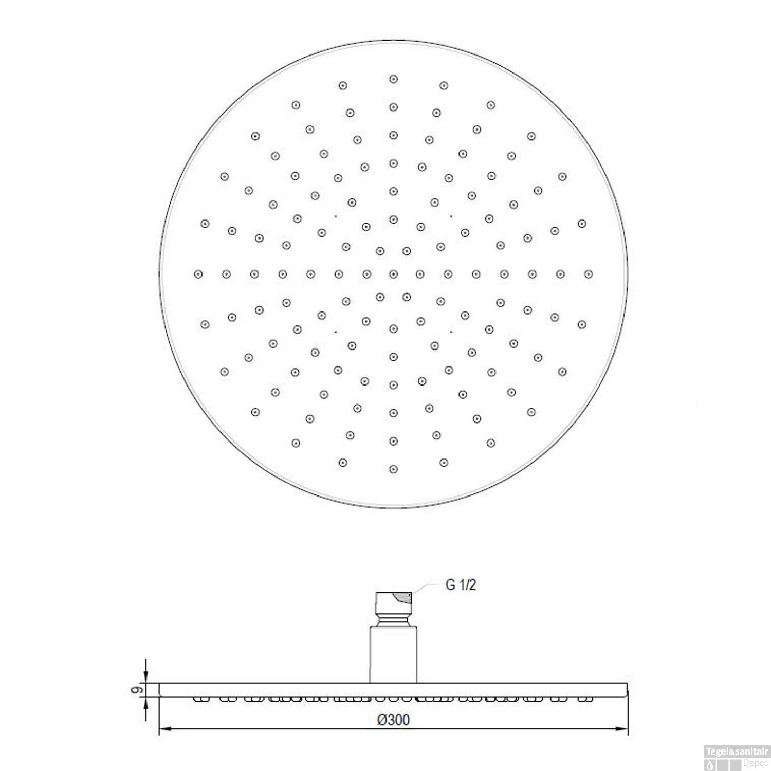 Hoofddouche Brauer Black Rond 30 Cm Mat Zwart - Afbeelding 2