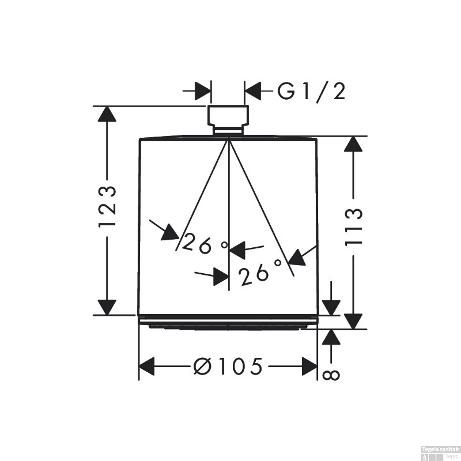 Hoofddouche HansGrohe Pulsify S 105 1 Jet Zonder Wandaansluiting Mat Wit - Afbeelding 3