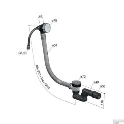 Hotbath Archie Badafvoer Met Vulcombinatie RVS 316 AR133IX -Badkamermeubels hotbath archie badafvoer met vulcombinatie rvs 316 ar133ix tech