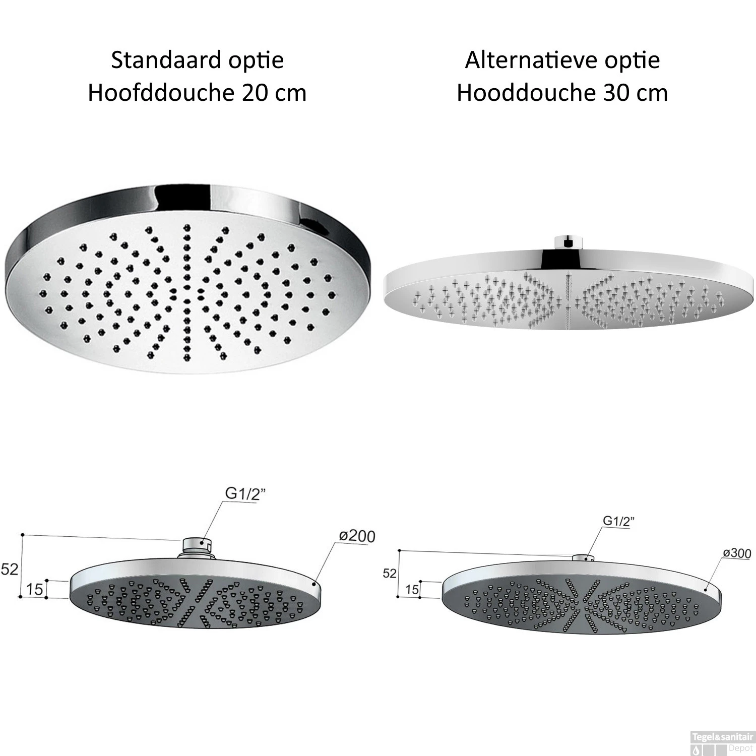 Complete Regendoucheset Hotbath Cobber SDS9 Thermostatisch Opbouwset Met Thermostaat - Afbeelding 4