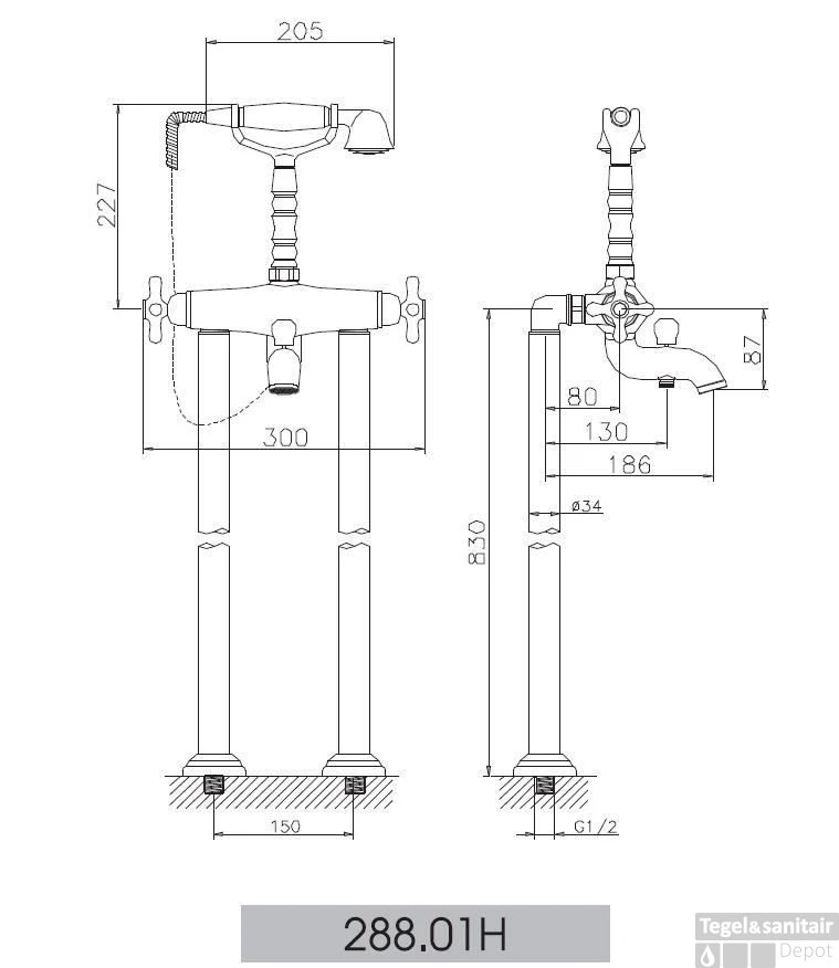 Huber Croisette Badmengkraan Op Pilaar Goud 28801HAG 4 Huber Croisette Badmengkraan Op Pilaar Goud 28801HAG - Afbeelding 2