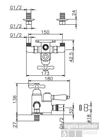 Huber Croisette Douchemengkraan RVS 150CS51HNS 3/4 3 Huber Croisette Douchemengkraan RVS 150CS51HNS 3/4