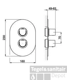 Huber Dado Cascade Inbouw Thermostaatkraan Douche Chroom 889.55H.CR 3 Huber Dado Cascade Inbouw Thermostaatkraan Douche Chroom 889.55H.CR