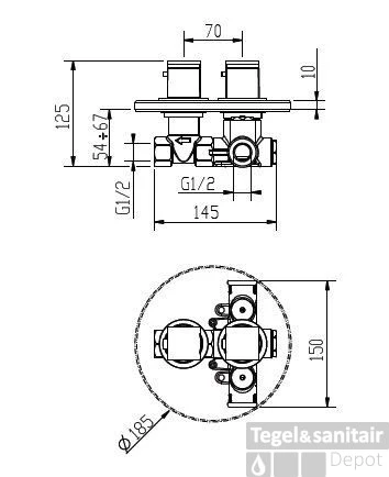 Huber Dado Inbouw Douchethermostaat Chroom 439.01H.CR 4 Huber Dado Inbouw Douchethermostaat Chroom 439.01H.CR - Afbeelding 2