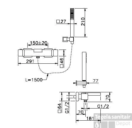 Huber Ego Thermostatische Badmengkraan 193EG01HCR 3 Huber Ego Thermostatische Badmengkraan 193EG01HCR